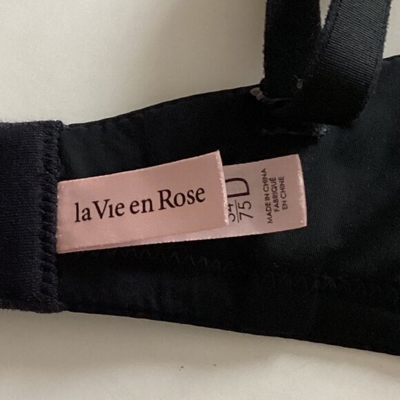 La Vie en Rose Women's Black T-Shirt Bra Adjustable Bra Straps 34D - Picture 9 of 10